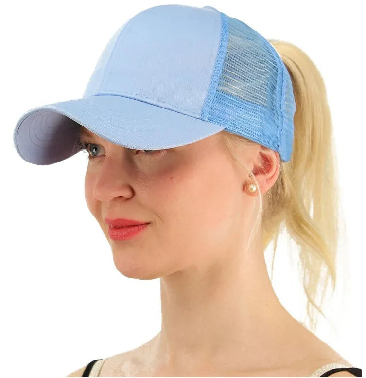 Women's canvas baseball cap in beige, adjustable back closure, front view