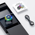 Small white cube-shaped voice control Bluetooth ambience lamp projecting polar light pattern.