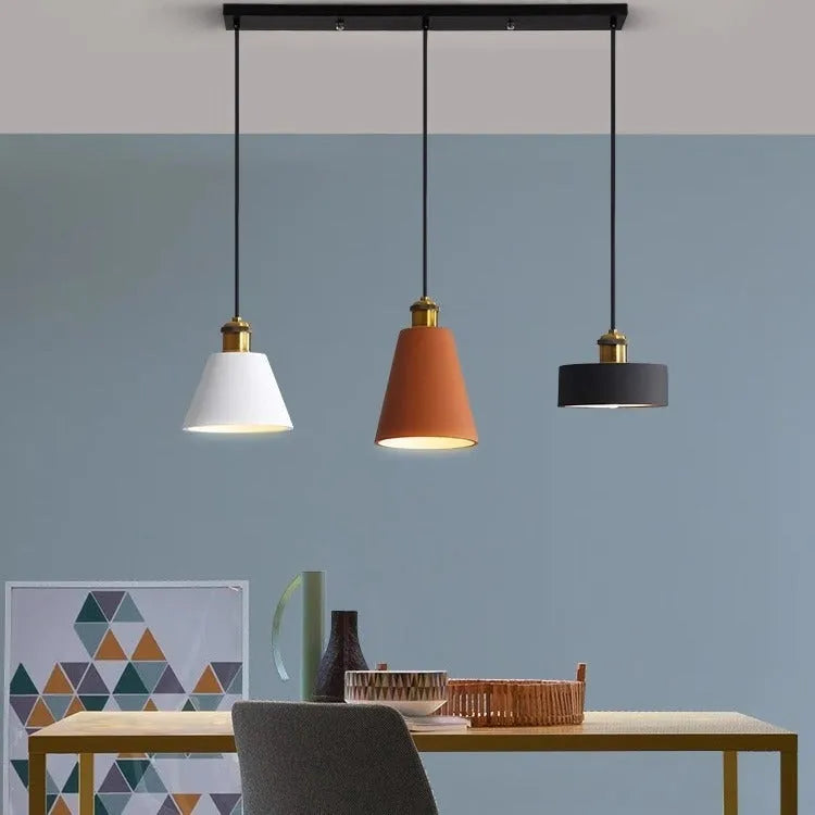 Simple iron chandelier droplight in Nordic style for dining table, bar, bedroom, and bedside