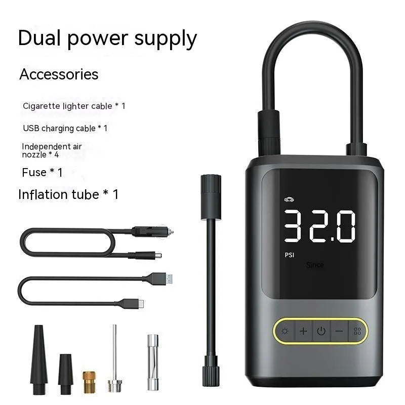 Handheld wireless digital air pump with display for car tyres and sports equipment