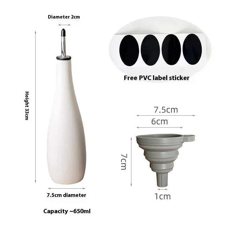 Ceramic oil pot with attached brush in black, coffee or white colours for kitchen oil storage