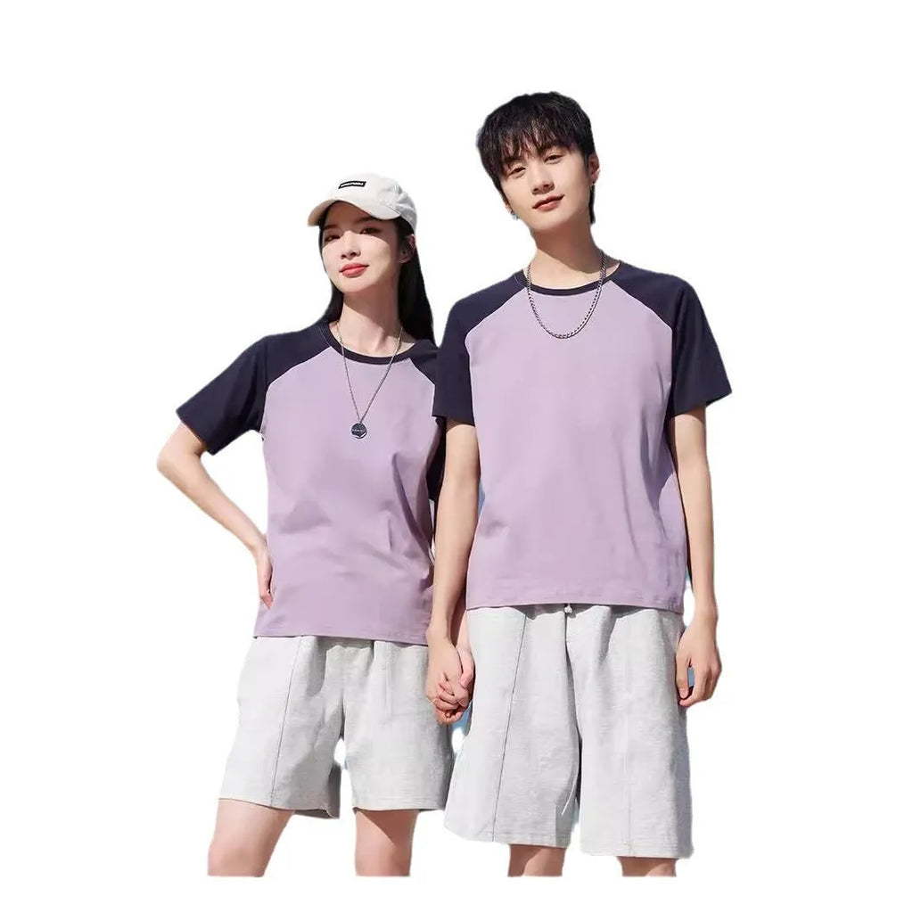 Round neck loose fit cotton blend t-shirt in army green colour on a hanger.