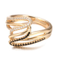 Women's copper fashion ring with micro-inlaid zircon stones and electroplating finish in sizes 6-11