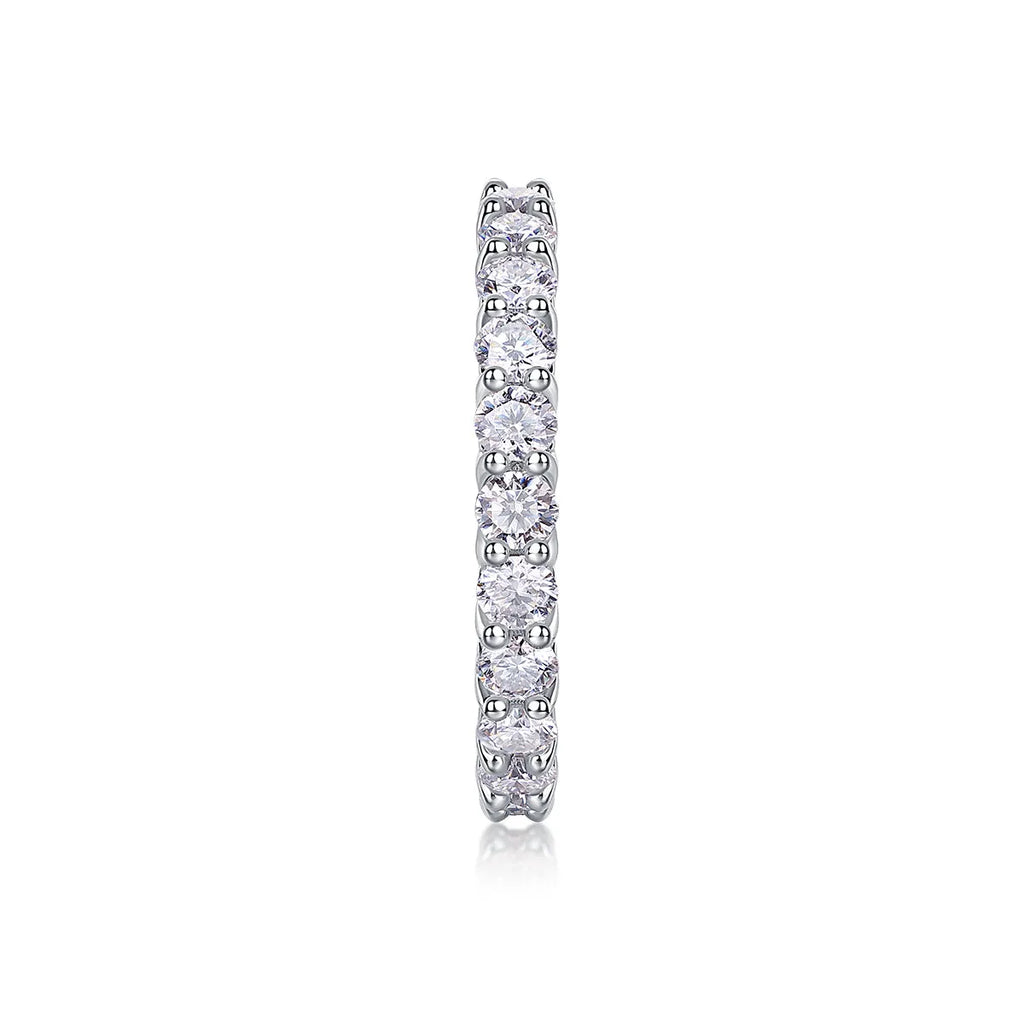Rose moissanite wedding ring in platinum-plated S925 silver, on display with GRA certificate and gift box