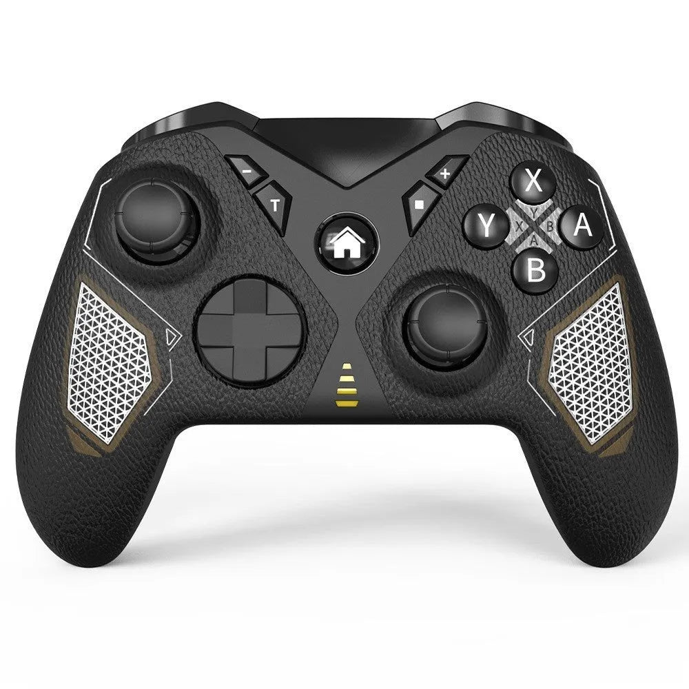 Black ABS plastic wireless game controller with textured grip for Nintendo, PC, and mobile.