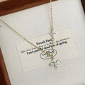 925 sterling silver clover necklace with flower pendant in white gold finish and O-shaped chain