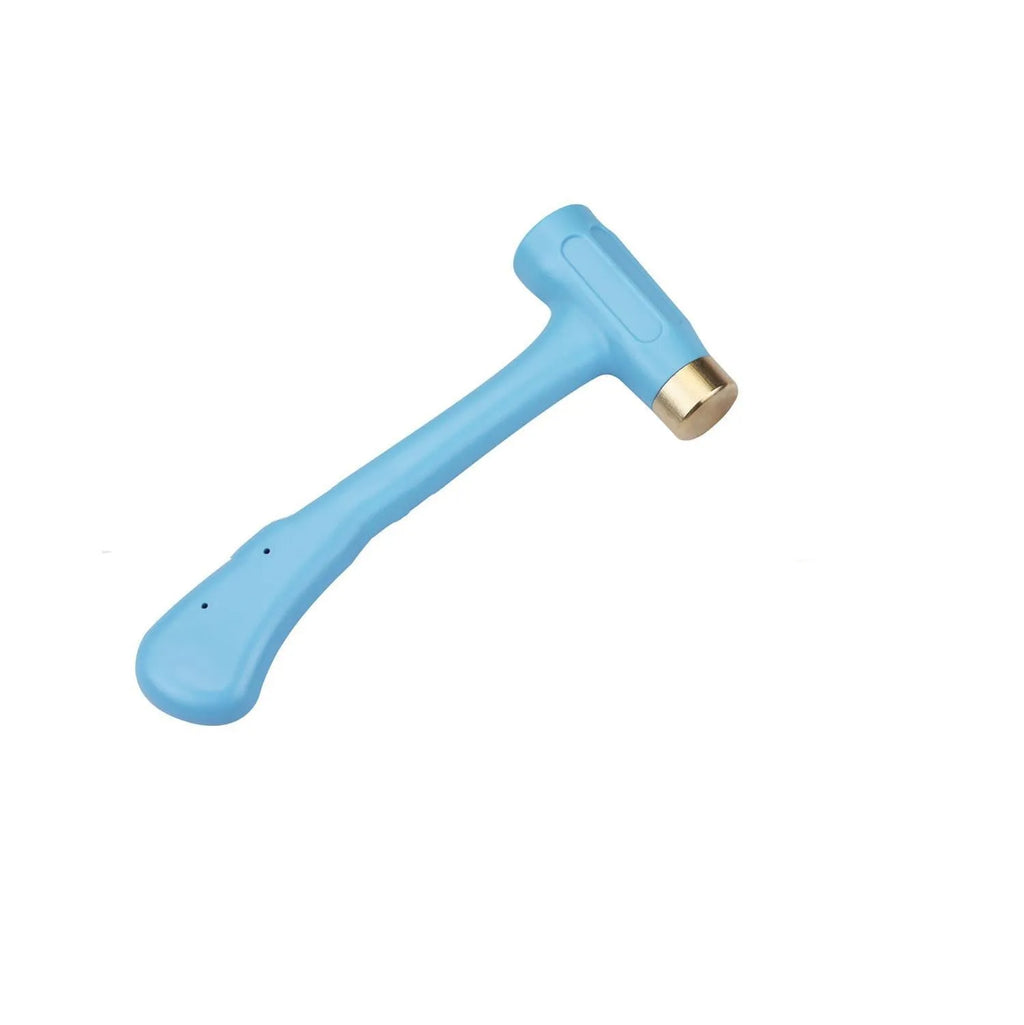 Blue copper head hammer with carbon steel handle and plastic grip, weight 0.47kg
