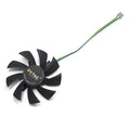 Black square graphics card cooling fan showing 4-pin connector and 85mm dimensions