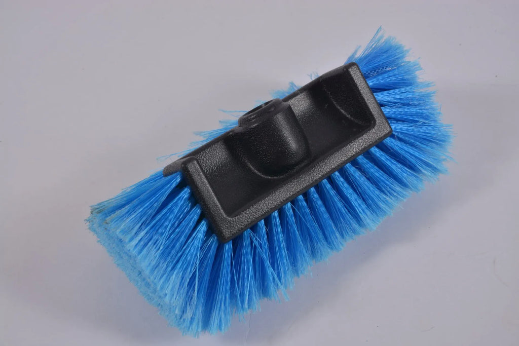 Yellow portable car wash brush with four-section removable rod and flow-through brush head