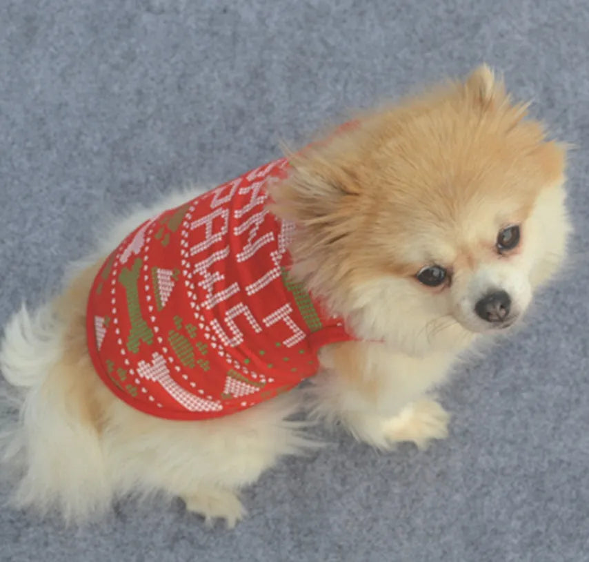 Cotton dog Christmas costume sweatshirt vest in XS to L with eight colour styles
