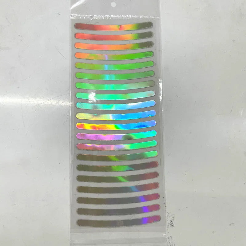 Pack of 20 arc-shaped PVC reflective stickers for car wheel hubs in multiple colour options