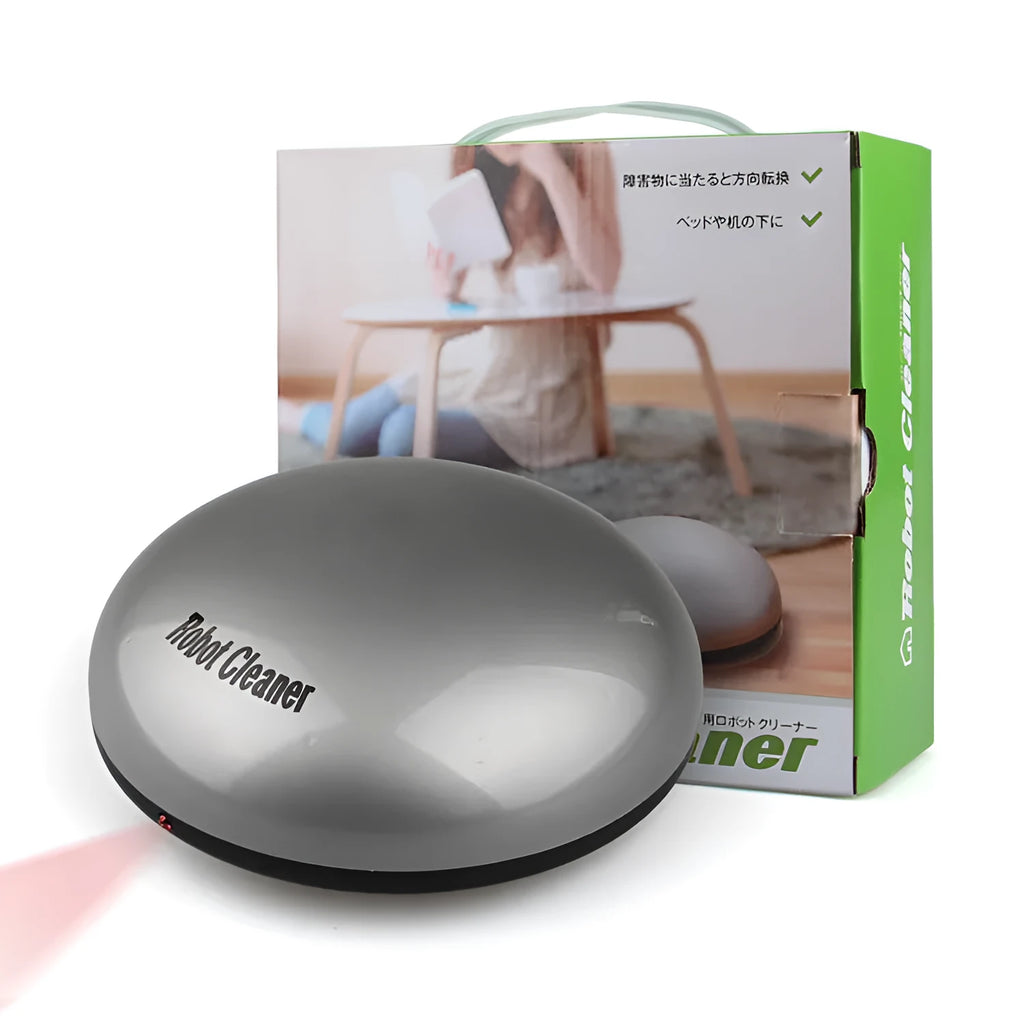 Silver mini automatic vacuum cleaning robot with compact 18cm dimensions for small spaces