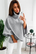 Women's longline batwing sleeve cardigan in fake two-piece style with button placket