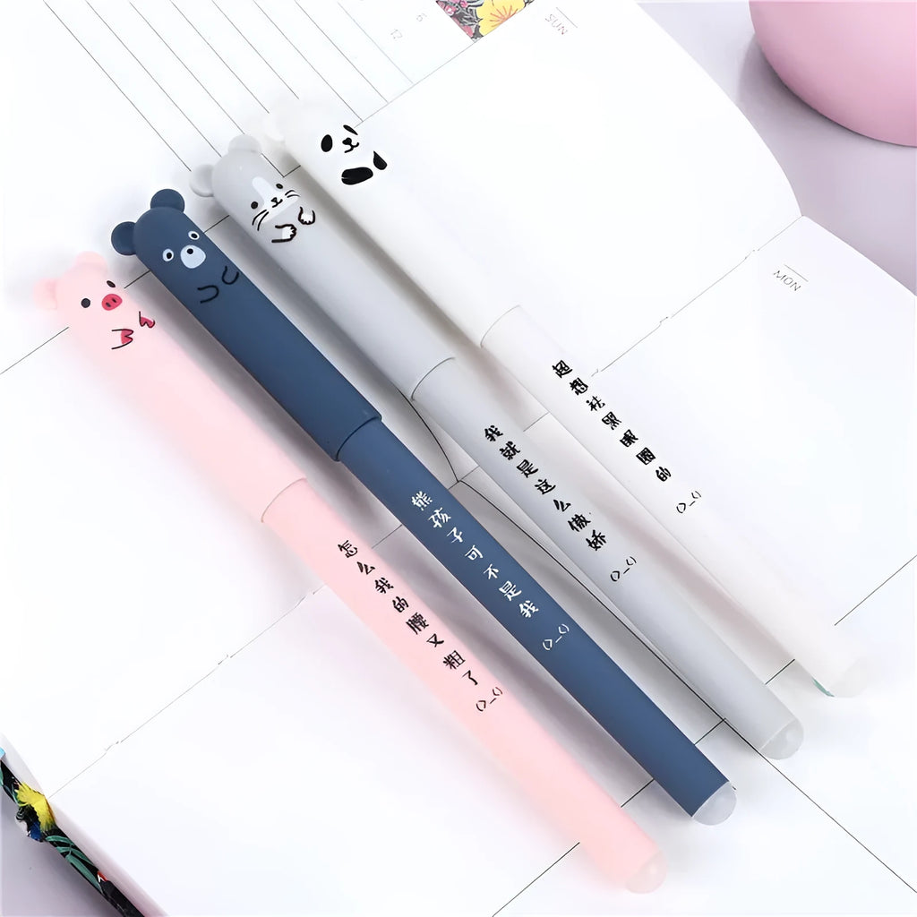 0.5mm erasable plastic pen in black blue red colours with refill and nib set options