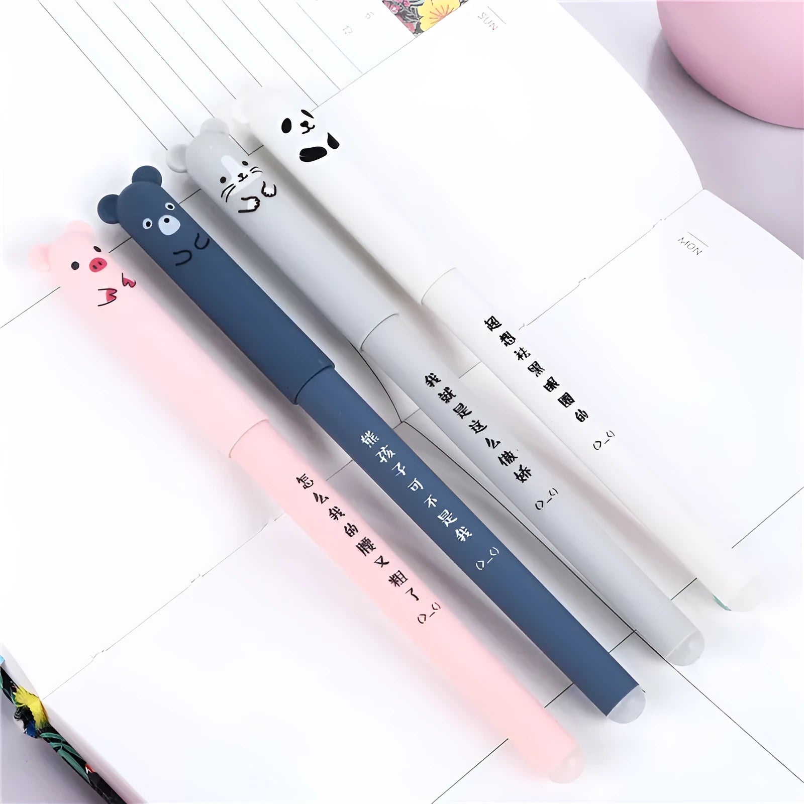 0.5mm erasable plastic pen in black blue red colours with refill and nib set options