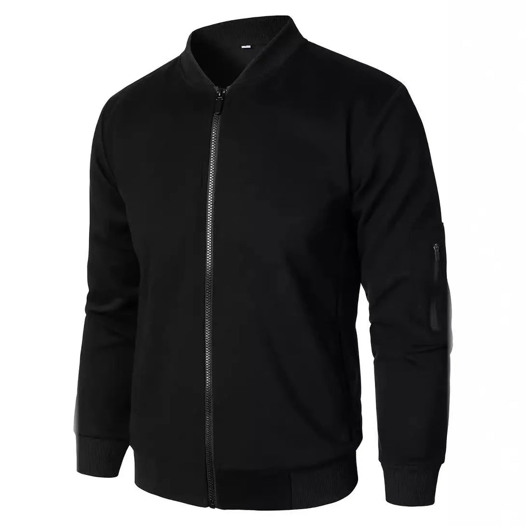 Men's loose fit knitted jacket in a business casual style, shown in grey.