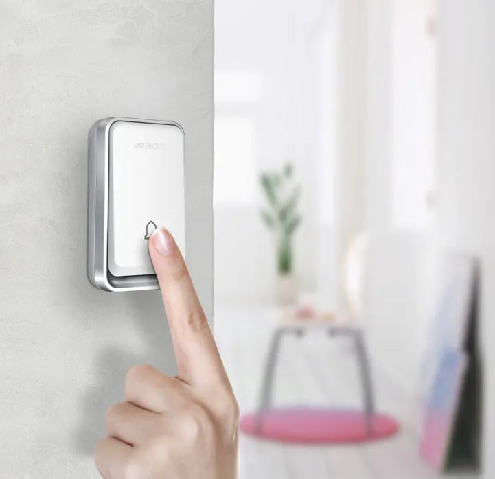 Wireless door bell with 150 metre range, 433MHz frequency, 110-250V bell power, and 4 volume levels