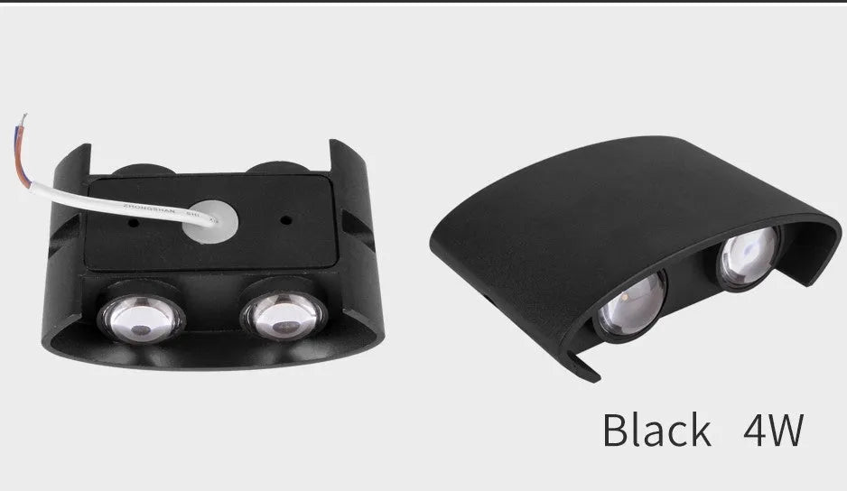 Waterproof LED wall lamp aluminium housing black white 2W 4W 6W warm cold white outdoor