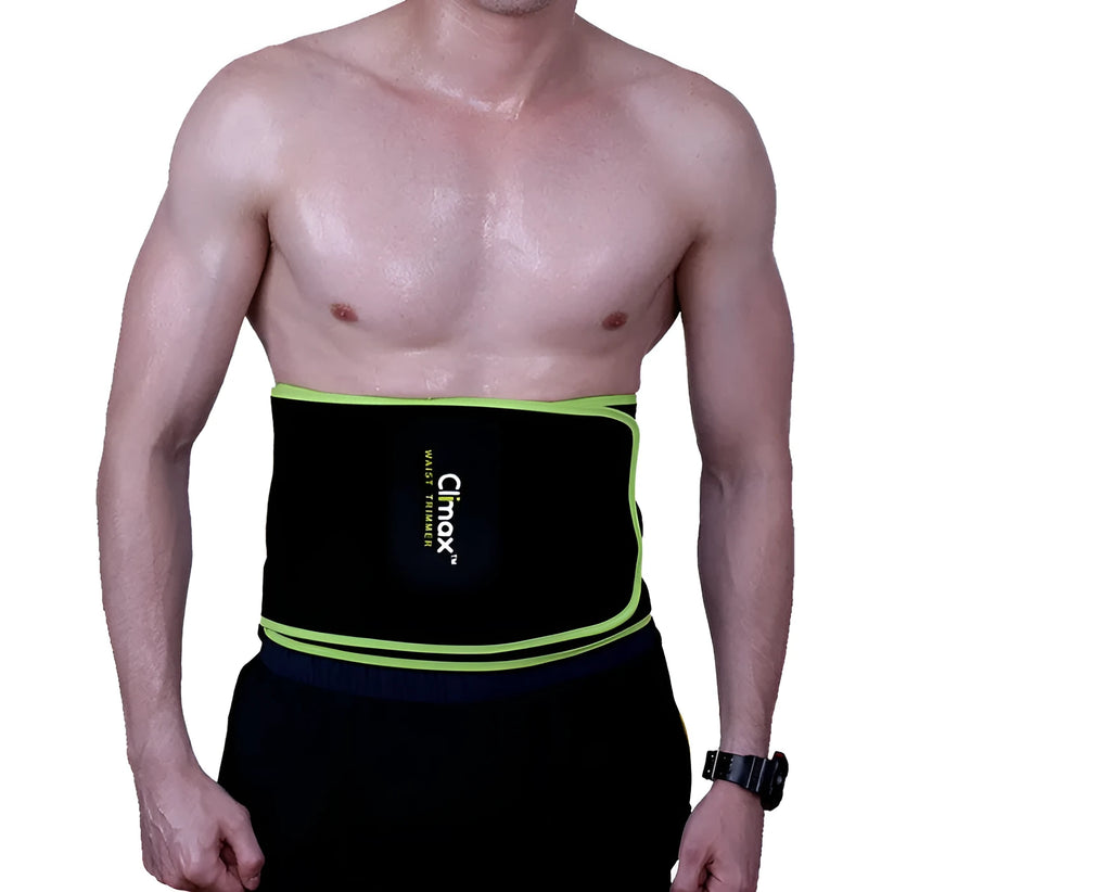 Bodybuilding sports belt black edging green with neoprene foam core adjustable free size waist up to 105 cm
