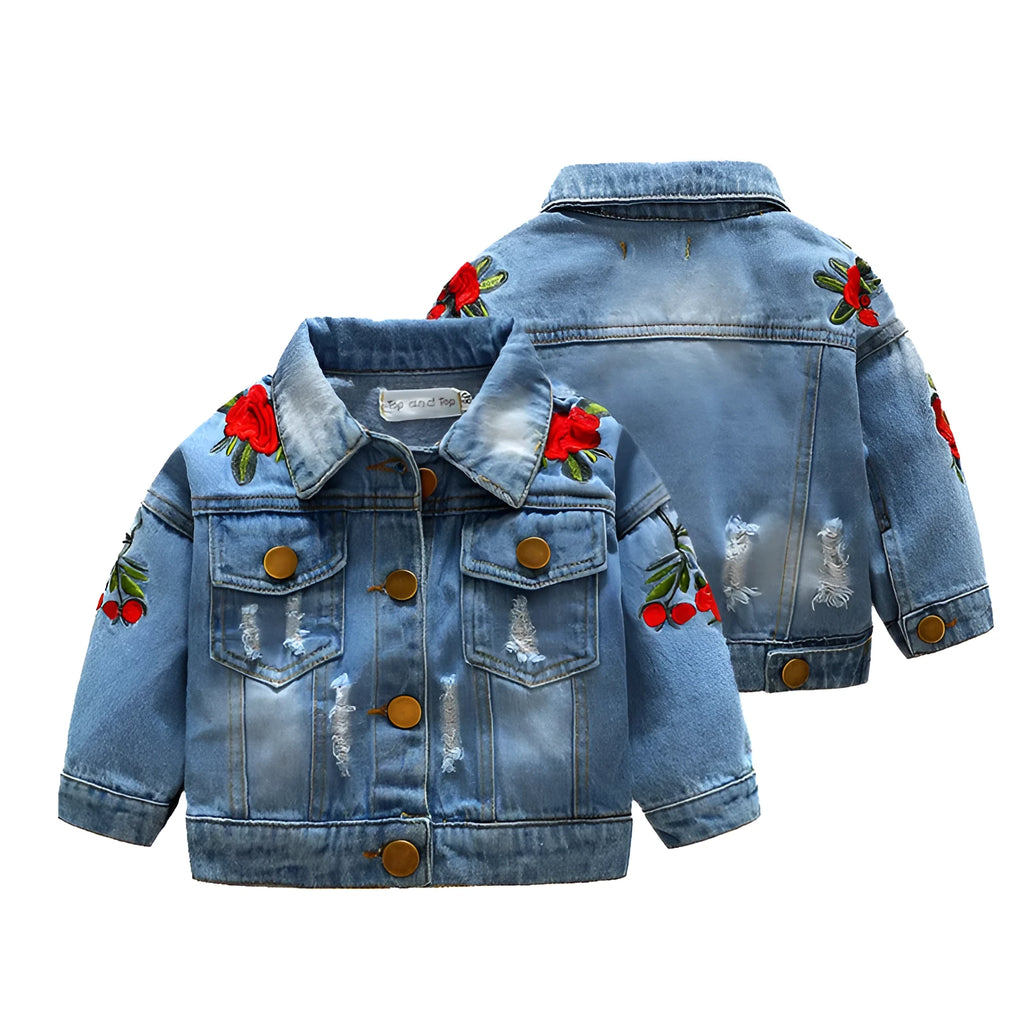 Girl's light blue cotton denim jacket for children sizes 80cm to 120cm