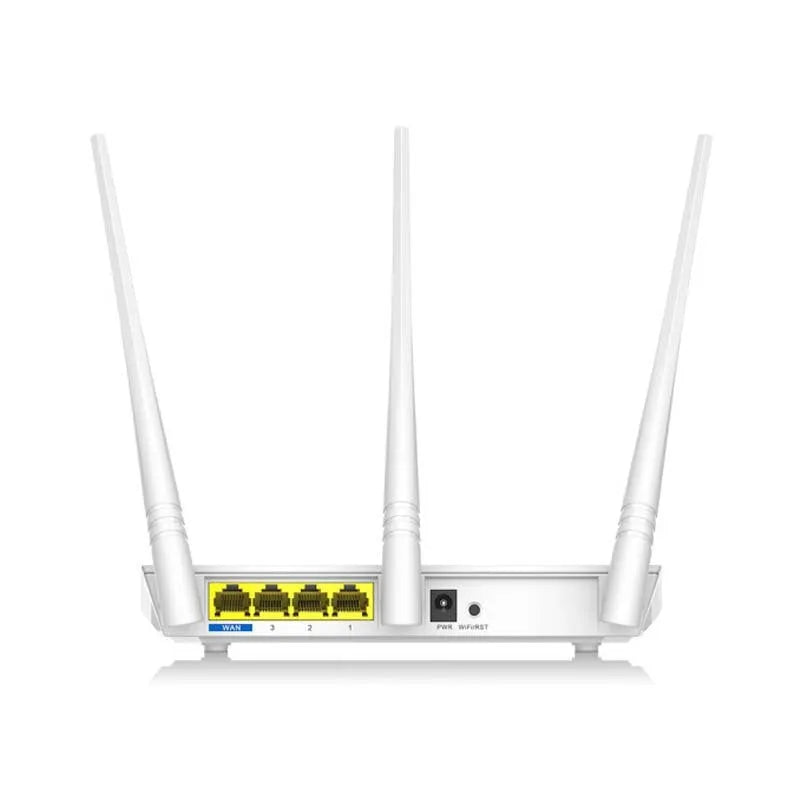 White wireless router with dual-band 2.4G and 5G antenna frequencies.