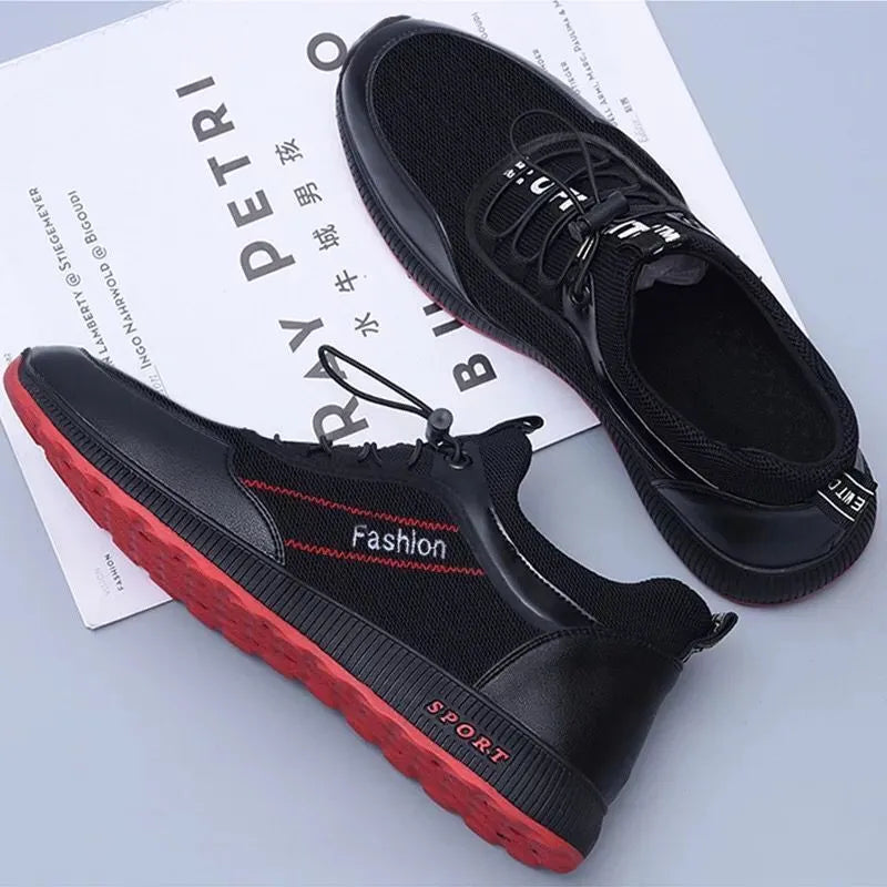 Men's casual street shoes with microfiber upper, rubber sole, and car suture stitching, flat heel, round toe, available in sizes 39-44