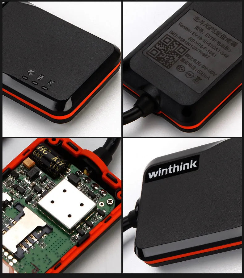 Black ABS Beidou GPS locator 78x41x12mm with built-in antenna and 48-hour polymer battery