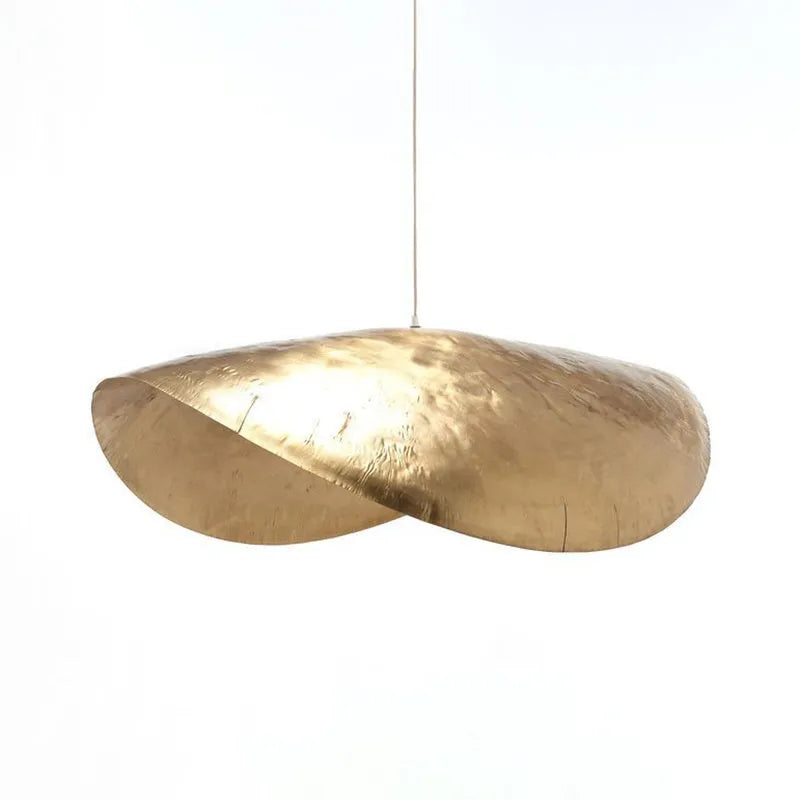 Petal lotus leaf bamboo hat iron pendant chandelier with copper shade, 45.5cm long for living room bedroom