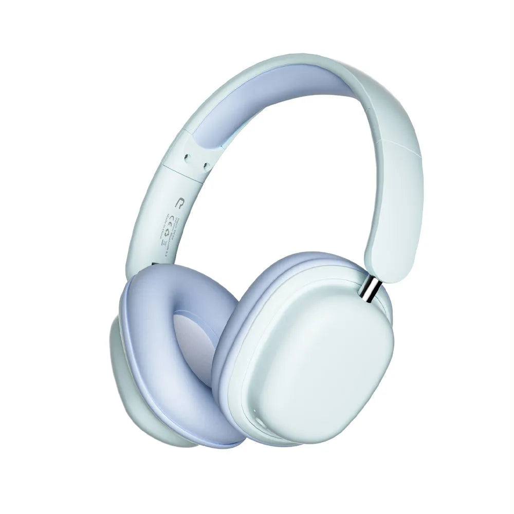 SY-T1 lightweight foldable wireless Bluetooth headphones in black with plug-in noise reduction microphone