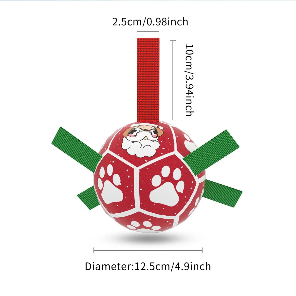 Interactive dog football toy with nylon tabs, 5-inch PU ball, pump and needle adapter for fetch and water play