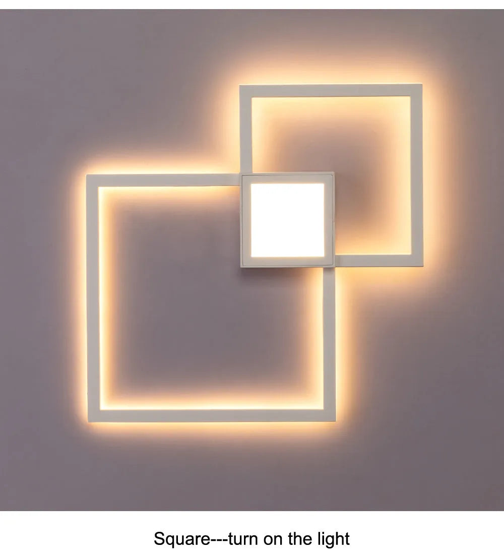 Geometric line LED wall lamp square 353mm iron acrylic white finish wall mounted