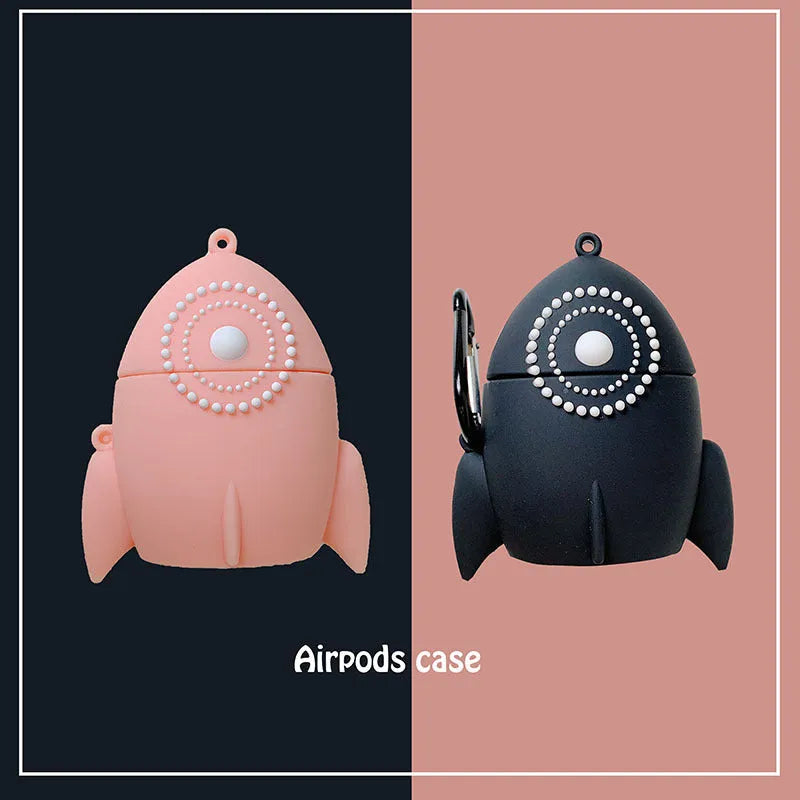 Black and pink silicone protective case covers for Apple AirPods 1 and 2 charging cases