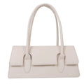 Women's horizontal square PU shoulder bag with stitching detail and single strap in black colour