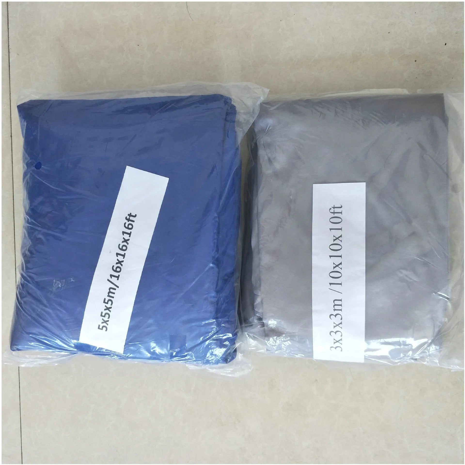Curved square blue polyester shade sail measuring 3 by 4 metres for outdoor UV protection.
