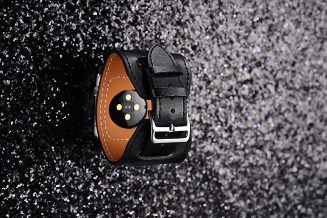 Leather watch strap belt in red, blue, black or brown, 38mm and 42mm width options for men and women