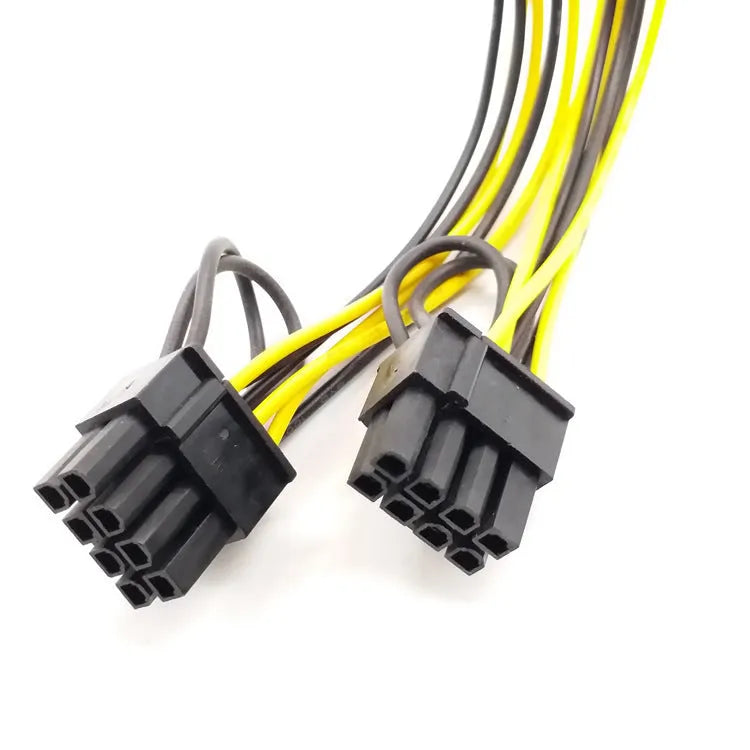 Yellow 6-pin to dual 8-pin graphics card power extension cable with detachable 2-pin connectors