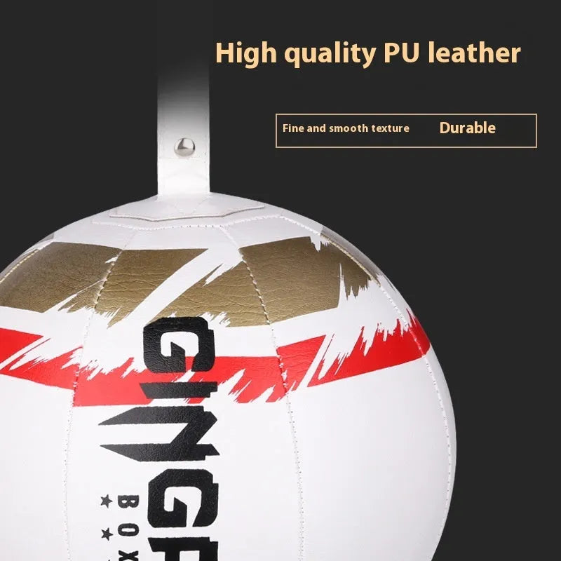 Black hanging boxing speed ball with adjustable cord for reaction training