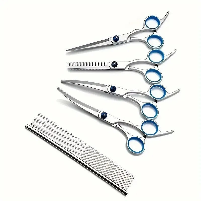 Portable metal dog grooming scissors set supplied as a split hat pet scissors set for home use