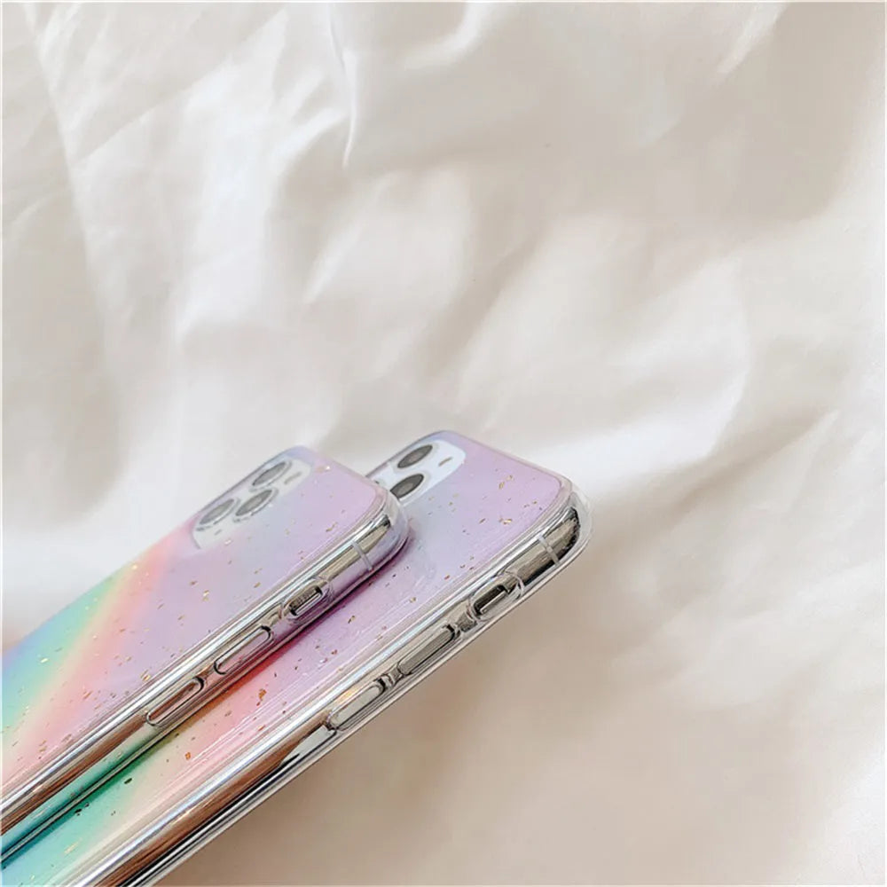 Rainbow gradient striped TPU protective case for iPhone
