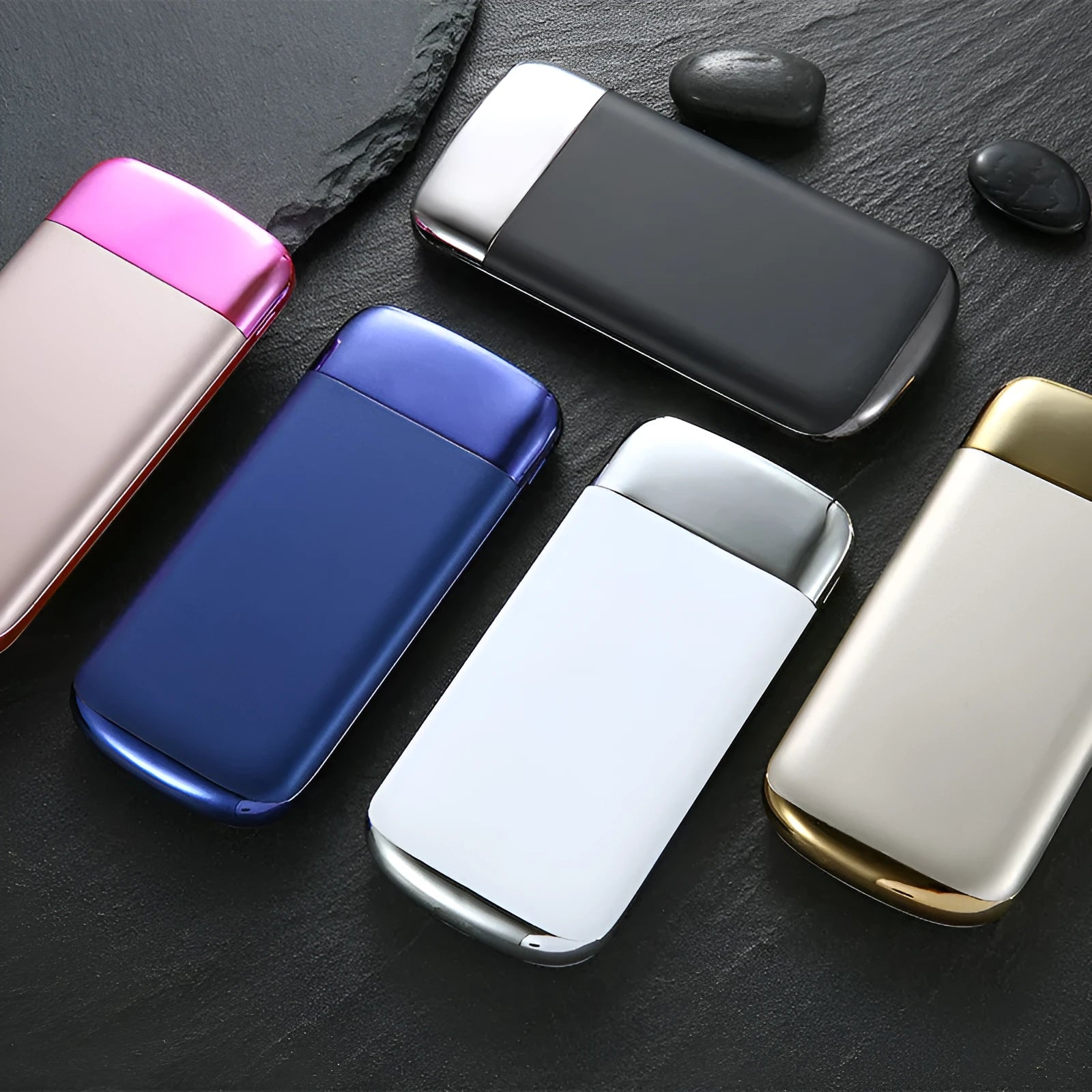 Y10 black portable power bank with LCD screen showing battery percentage and two USB ports.