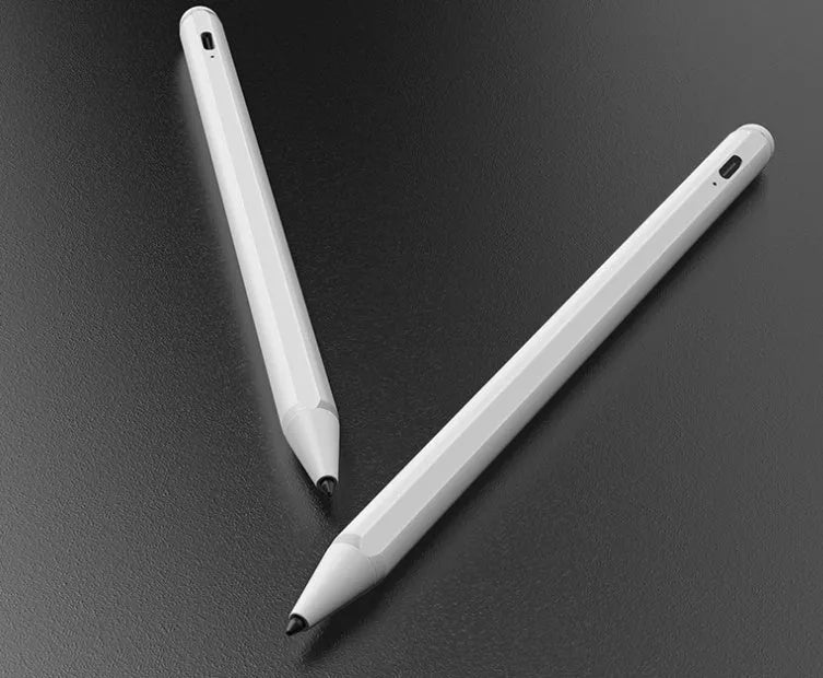 White capacitive stylus pen for iPad 2018-2019 models with 1.0mm nib and Type-C charging port