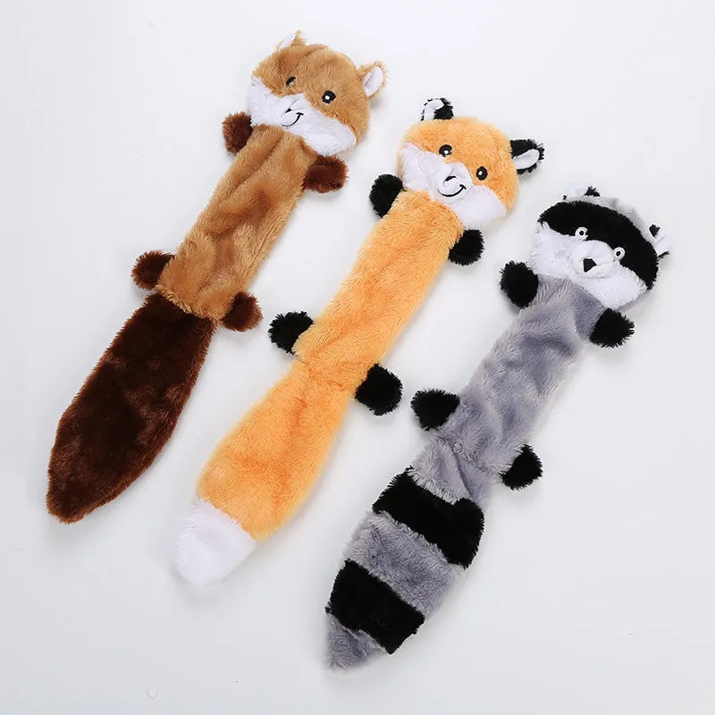 Brown plush carrot-shaped dog toy with squeaker measuring 46cm long