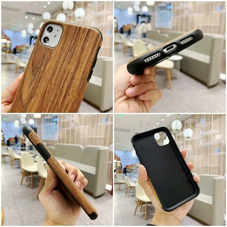 Wood iPhone case in Rosewood colour showing natural wood grain on back cover design