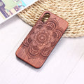 Mandala Stick Wood TPU Phone Case for iPhone 11 Pro Max in brown with laser-carved wood pattern