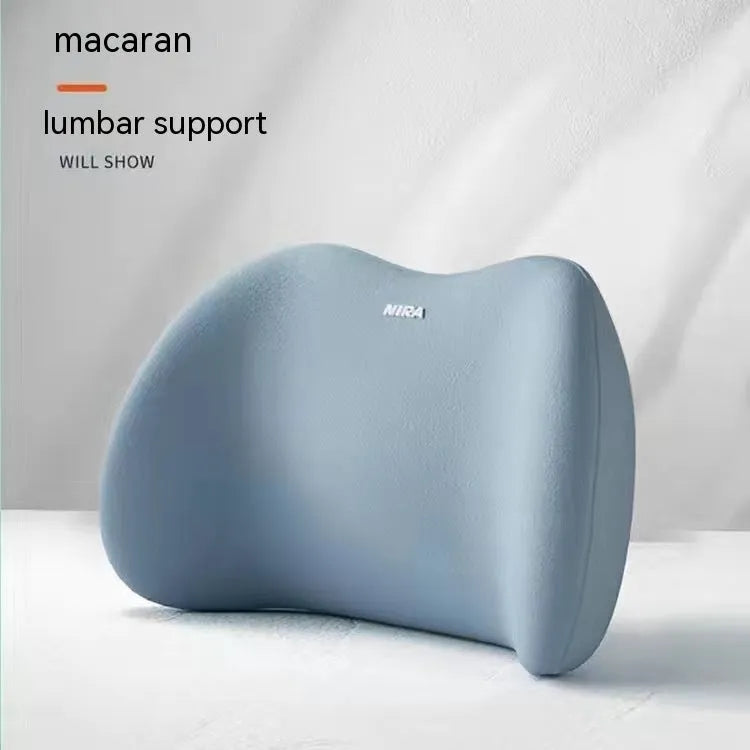 Car headrest and lumbar support pillow set with memory foam filling in five colour options