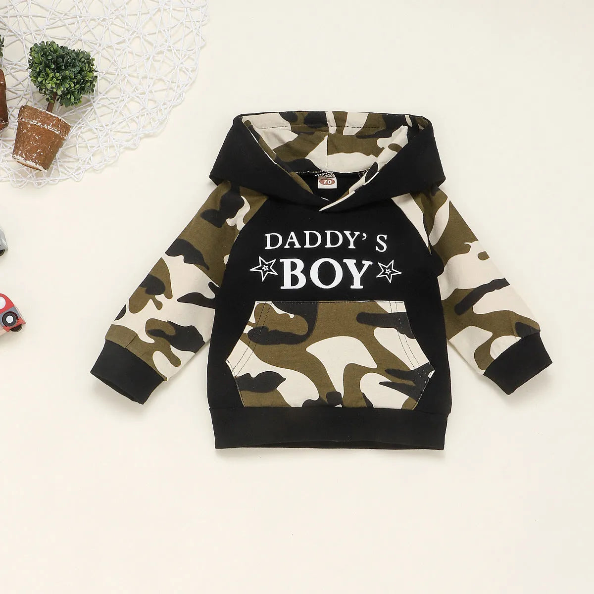 Boys' green cotton top for infants and young children aged 1-3 years, available in sizes 70cm to 110cm.