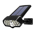 Black solar outdoor garden light with 17 LED beads, 6000-6500K output, IP65 waterproof rating, and 2200mAh battery
