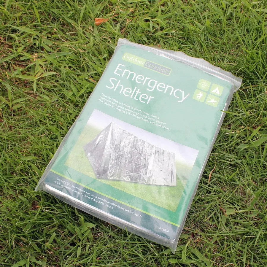 Outdoor first aid tent PET aluminum film survival shelter with rope 2.4x1.5x0.9 metres