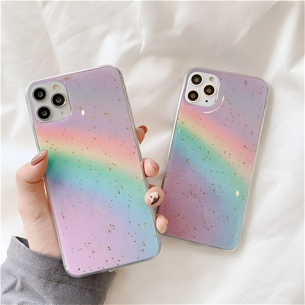Rainbow gradient striped TPU protective case for iPhone