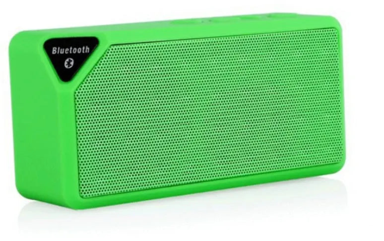 Small cube-shaped Cannon X3 wireless Bluetooth speaker in one of five colours: black, blue, green, red, or yellow.